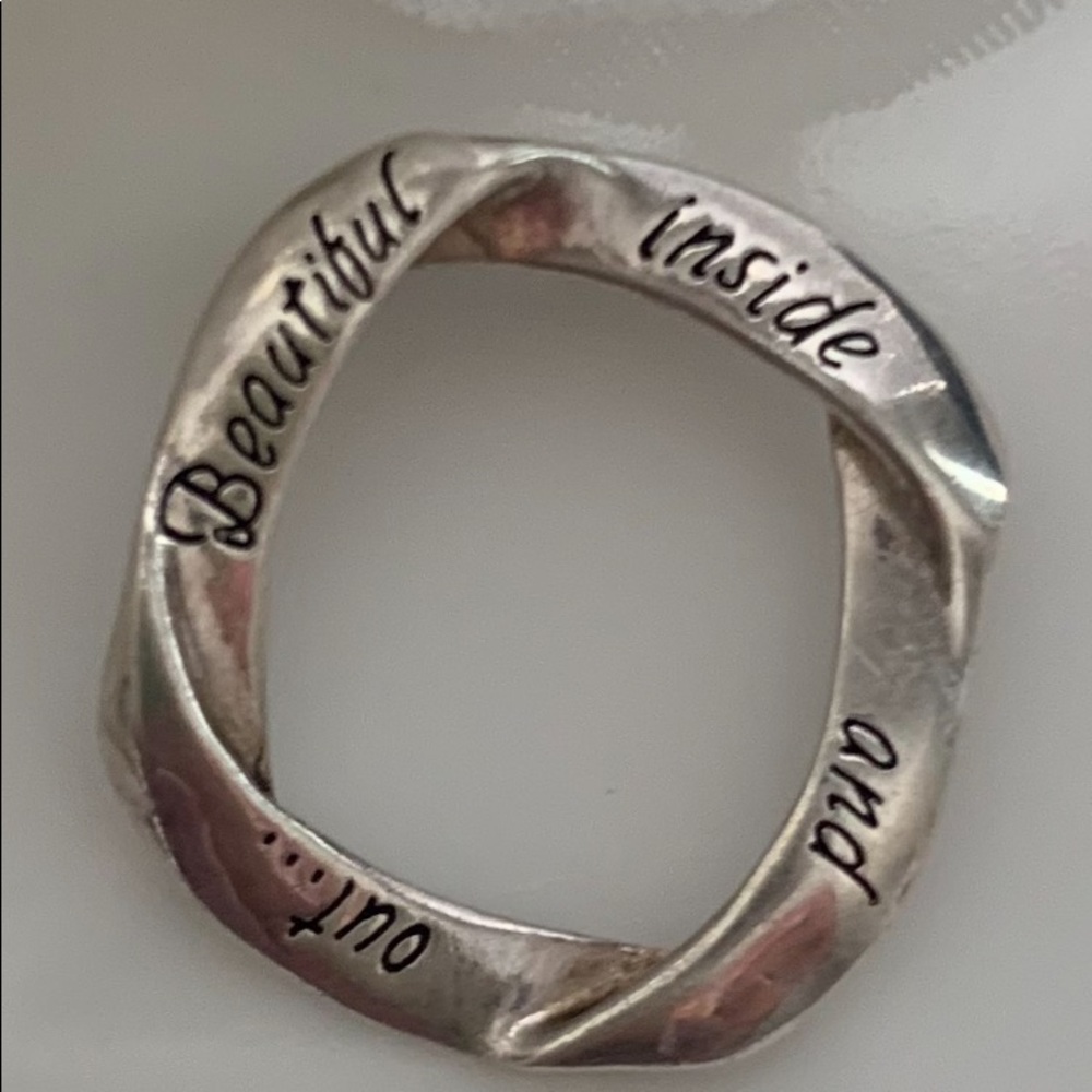 925 Sterling Sliver Pendant (Vintage) w/ Saying (Beautiful Inside and Out)